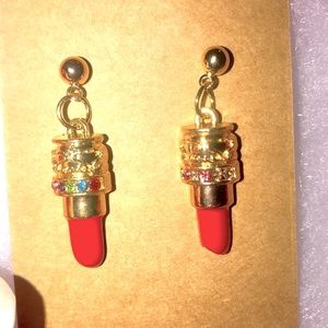 New Gold Plated Sexy Lipstick Earrings